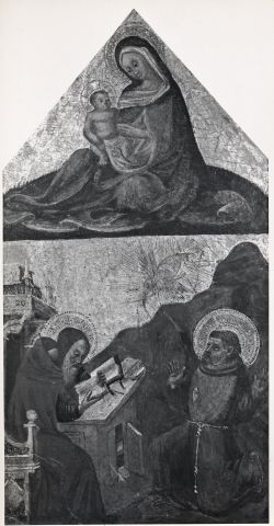 Anonimo — Anonimo veronese - sec. XV - San Girolamo e San Francesco d'Assisi che riceve le stimmate; Madonna con Bambino — insieme